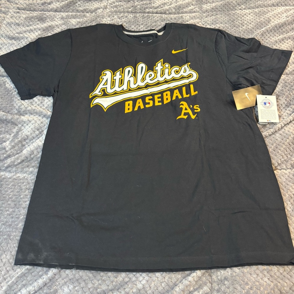 Nike Oakland Athletics Baseball Shirt Mens XL Black A's MLB Tee New With Tags - Picture 2 of 6